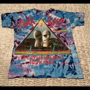 RARE Pink Floyd 1994 Tye Dye Double Print Actual Concert T Shirt Unisex Large 💧